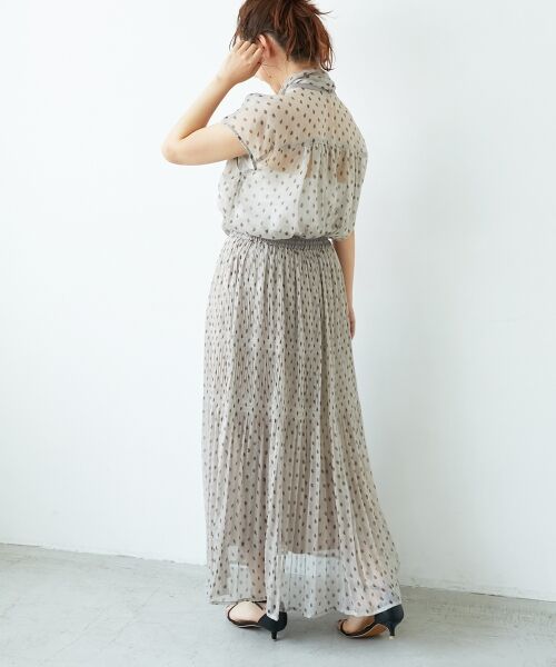 le.coeur blanc / ルクールブラン ロング・マキシ丈スカート | 楊柳フラワープリントランダムプリーツスカート | 詳細4
