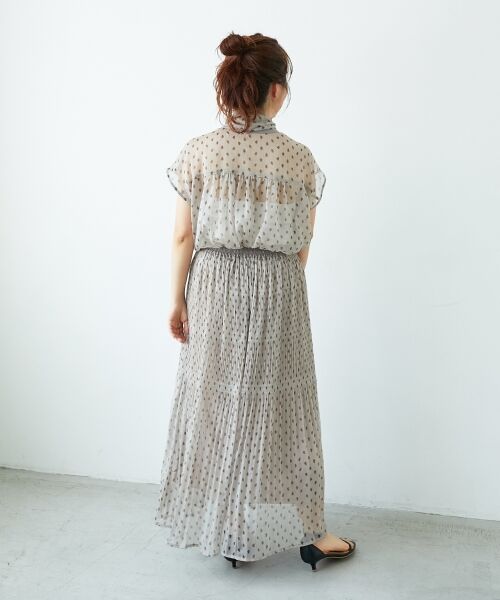 le.coeur blanc / ルクールブラン ロング・マキシ丈スカート | 楊柳フラワープリントランダムプリーツスカート | 詳細5