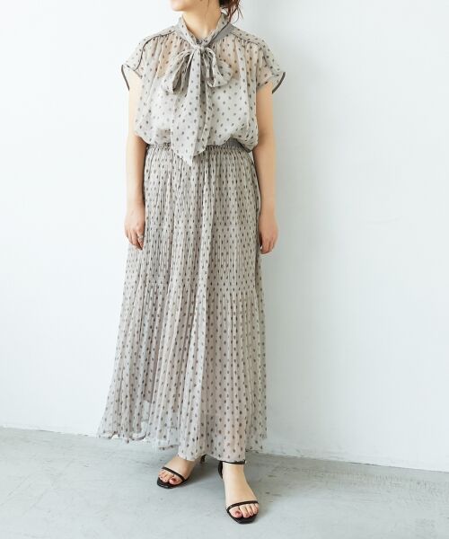 le.coeur blanc / ルクールブラン ロング・マキシ丈スカート | 楊柳フラワープリントランダムプリーツスカート | 詳細7