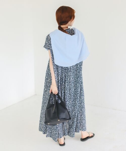 le.coeur blanc / ルクールブラン ロング・マキシ丈ワンピース | 《手洗い可能》フラワープリントネックギャザーワンピース | 詳細10