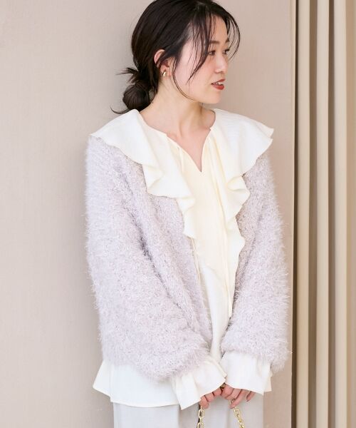 le.coeur blanc / ルクールブラン カーディガン・ボレロ | ラメフェザーモールネップカーディガン | 詳細14
