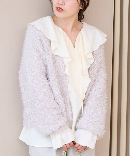 le.coeur blanc / ルクールブラン カーディガン・ボレロ | ラメフェザーモールネップカーディガン | 詳細15