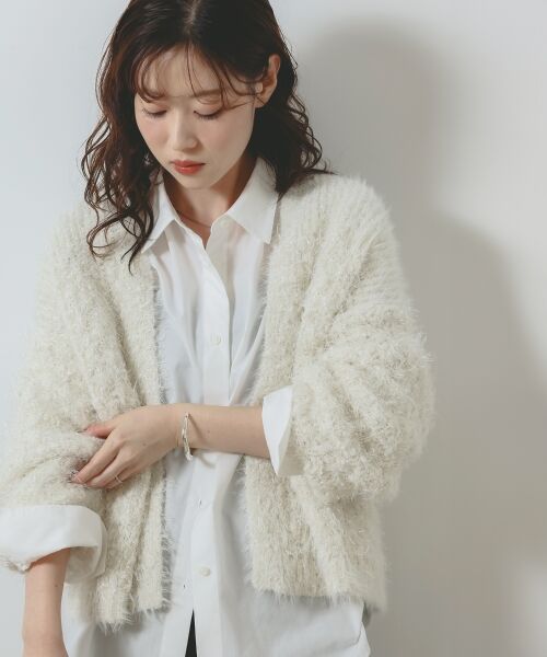 le.coeur blanc / ルクールブラン カーディガン・ボレロ | ラメフェザーモールネップカーディガン | 詳細3