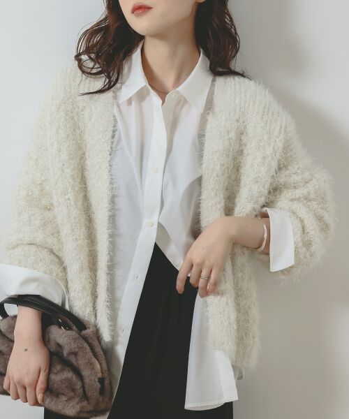 le.coeur blanc / ルクールブラン カーディガン・ボレロ | ラメフェザーモールネップカーディガン | 詳細4