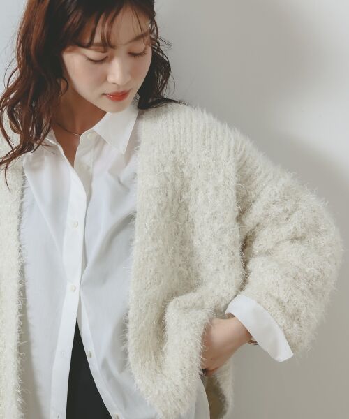 le.coeur blanc / ルクールブラン カーディガン・ボレロ | ラメフェザーモールネップカーディガン | 詳細5