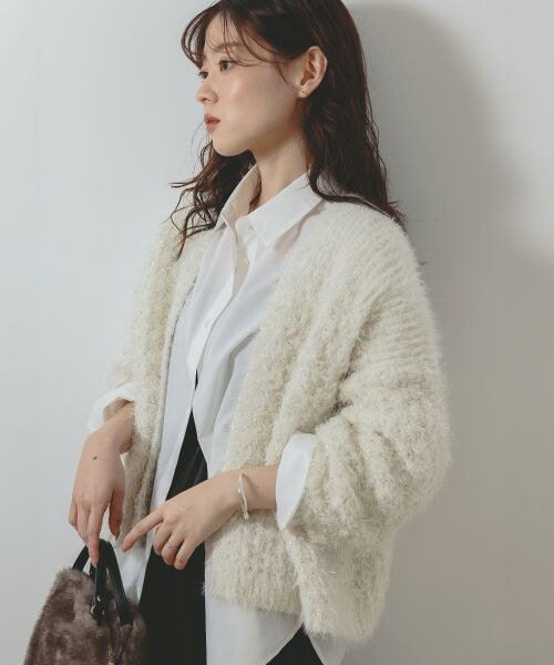 le.coeur blanc / ルクールブラン カーディガン・ボレロ | ラメフェザーモールネップカーディガン | 詳細6
