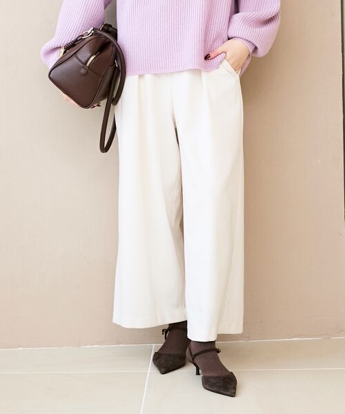 le. coeur blanc/ルクールブラン 《Oggi専属モデル 飯豊まりえさん着用》ウールライクフロントタックワイドクロップドパンツ オフ 38