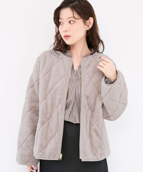 le.coeur blanc / ルクールブラン その他アウター | リバーシブルタフタ×ファーキルトジャケット | 詳細3