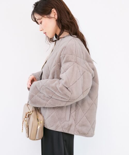 le.coeur blanc / ルクールブラン その他アウター | リバーシブルタフタ×ファーキルトジャケット | 詳細7