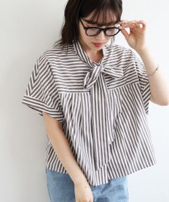 le.coeur blanc / ルクールブラン シャツ・ブラウス | 《手洗い可能》ストライプドルマンボウタイシャツ