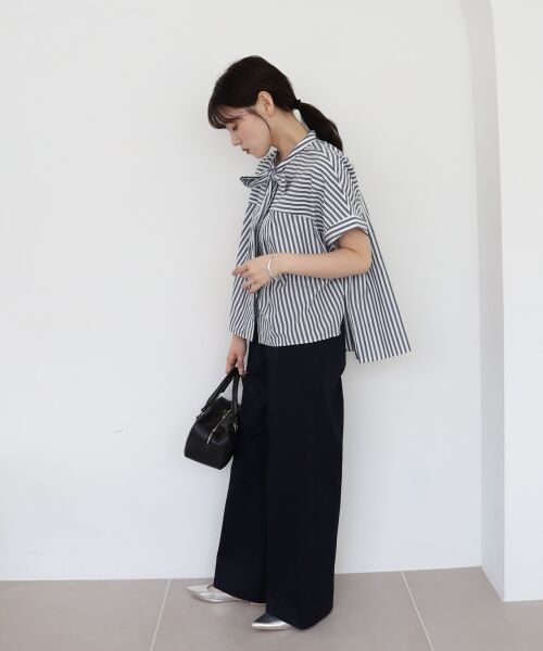 le.coeur blanc / ルクールブラン シャツ・ブラウス | 《手洗い可能》ストライプドルマンボウタイシャツ | 詳細10