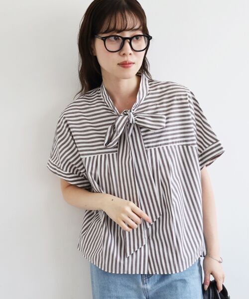 le.coeur blanc / ルクールブラン シャツ・ブラウス | 《手洗い可能》ストライプドルマンボウタイシャツ | 詳細13