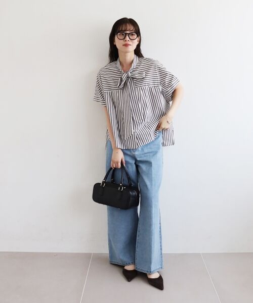 le.coeur blanc / ルクールブラン シャツ・ブラウス | 《手洗い可能》ストライプドルマンボウタイシャツ | 詳細18