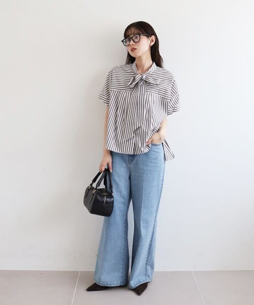 le.coeur blanc / ルクールブラン シャツ・ブラウス | 《手洗い可能》ストライプドルマンボウタイシャツ | 詳細19
