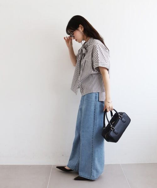 le.coeur blanc / ルクールブラン シャツ・ブラウス | 《手洗い可能》ストライプドルマンボウタイシャツ | 詳細20