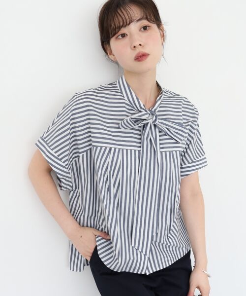 le.coeur blanc / ルクールブラン シャツ・ブラウス | 《手洗い可能》ストライプドルマンボウタイシャツ | 詳細3