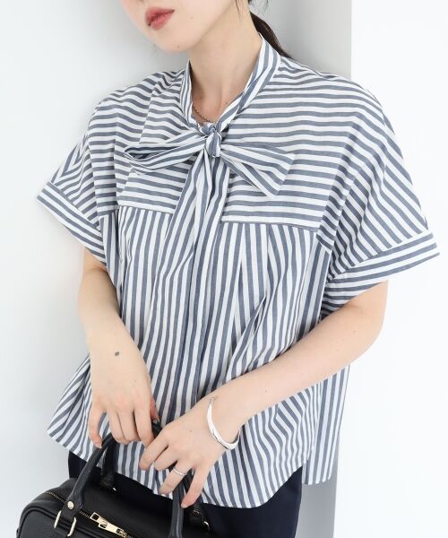 le.coeur blanc / ルクールブラン シャツ・ブラウス | 《手洗い可能》ストライプドルマンボウタイシャツ | 詳細6