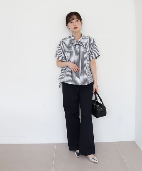 le.coeur blanc / ルクールブラン シャツ・ブラウス | 《手洗い可能》ストライプドルマンボウタイシャツ | 詳細8