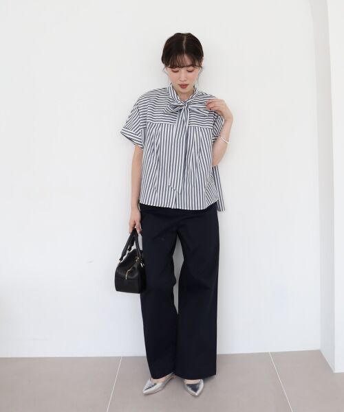 le.coeur blanc / ルクールブラン シャツ・ブラウス | 《手洗い可能》ストライプドルマンボウタイシャツ | 詳細9