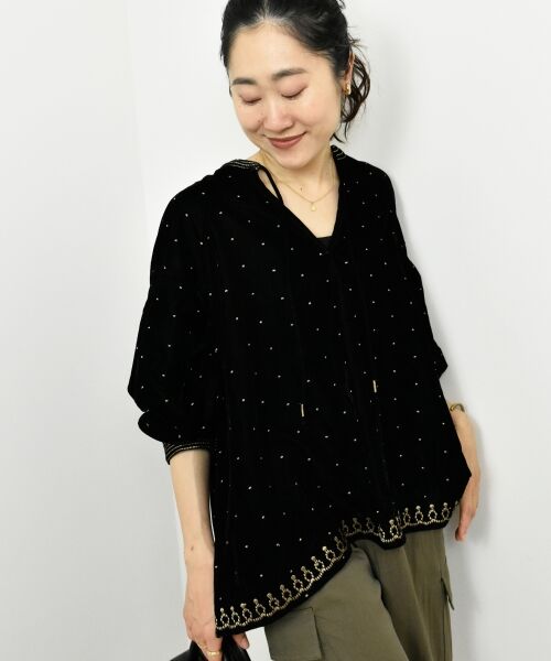 le.coeur blanc / ルクールブラン シャツ・ブラウス | TORRAZZO DONNAベロア刺繍ブラウス | 詳細3