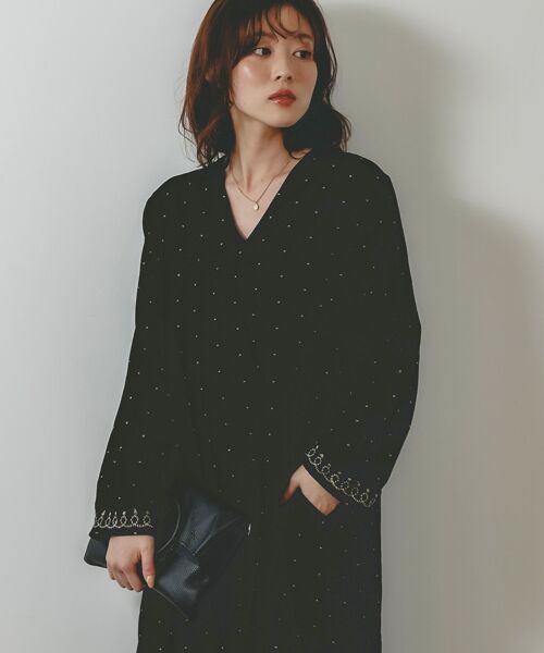 le.coeur blanc / ルクールブラン ロング・マキシ丈ワンピース | TORRAZZO DONNAベロア刺繍ワンピース | 詳細11