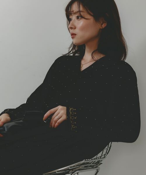 le.coeur blanc / ルクールブラン ロング・マキシ丈ワンピース | TORRAZZO DONNAベロア刺繍ワンピース | 詳細8