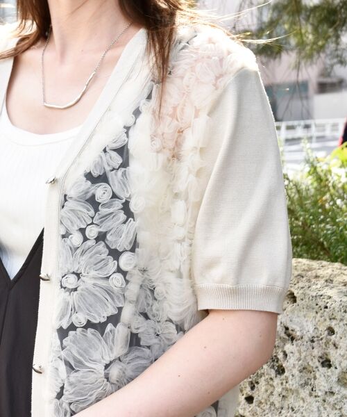 le.coeur blanc / ルクールブラン カーディガン・ボレロ | チュール刺繍ハーフスリーブカーディガン | 詳細11