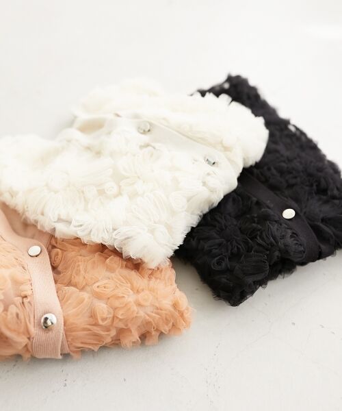 le.coeur blanc / ルクールブラン カーディガン・ボレロ | チュール刺繍ハーフスリーブカーディガン | 詳細2