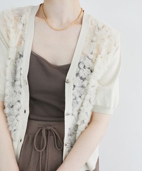 le.coeur blanc / ルクールブラン カーディガン・ボレロ | チュール刺繍ハーフスリーブカーディガン | 詳細24