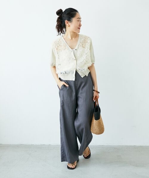 le.coeur blanc / ルクールブラン カーディガン・ボレロ | チュール刺繍ハーフスリーブカーディガン | 詳細8