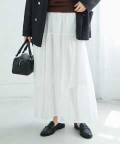 le.coeur blanc / ルクールブラン ロング・マキシ丈スカート | 《WEB限定アイテム》ローンギャザーティアードスカート