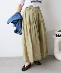 le.coeur blanc / ルクールブラン ロング・マキシ丈スカート | 《WEB限定アイテム》ローンギャザーティアードスカート