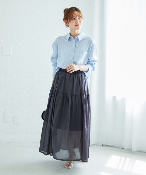 le.coeur blanc / ルクールブラン ロング・マキシ丈スカート | 《WEB限定アイテム》ローンギャザーティアードスカート | 詳細3
