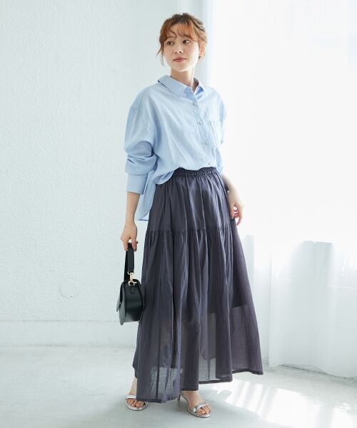le.coeur blanc / ルクールブラン ロング・マキシ丈スカート | 《WEB限定アイテム》ローンギャザーティアードスカート | 詳細4