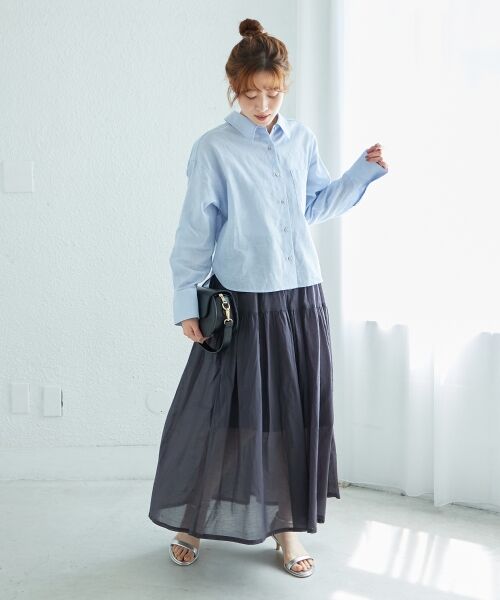 le.coeur blanc / ルクールブラン ロング・マキシ丈スカート | 《WEB限定アイテム》ローンギャザーティアードスカート | 詳細6