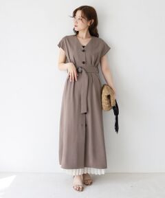 le.coeur blanc / ルクールブラン ロング・マキシ丈ワンピース | 《WEB限定アイテム》リネンライクフロントボタンワンピース