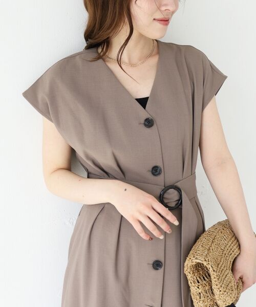 le.coeur blanc / ルクールブラン ロング・マキシ丈ワンピース | 《WEB限定アイテム》リネンライクフロントボタンワンピース | 詳細11