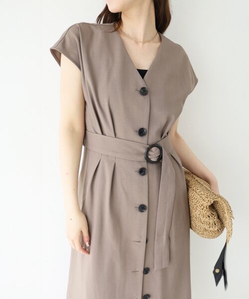 le.coeur blanc / ルクールブラン ロング・マキシ丈ワンピース | 《WEB限定アイテム》リネンライクフロントボタンワンピース | 詳細13