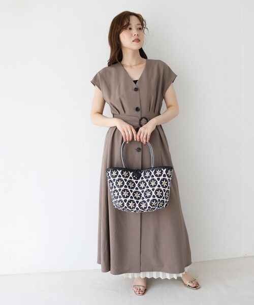 le.coeur blanc / ルクールブラン ロング・マキシ丈ワンピース | 《WEB限定アイテム》リネンライクフロントボタンワンピース | 詳細16