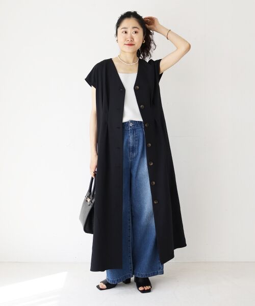 le.coeur blanc / ルクールブラン ロング・マキシ丈ワンピース | 《WEB限定アイテム》リネンライクフロントボタンワンピース | 詳細18