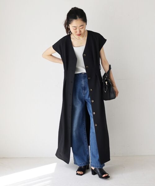 le.coeur blanc / ルクールブラン ロング・マキシ丈ワンピース | 《WEB限定アイテム》リネンライクフロントボタンワンピース | 詳細19