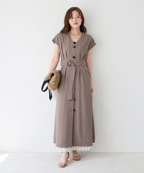 le.coeur blanc / ルクールブラン ロング・マキシ丈ワンピース | 《WEB限定アイテム》リネンライクフロントボタンワンピース | 詳細2