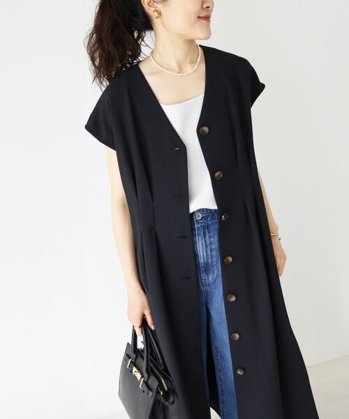 le.coeur blanc / ルクールブラン ロング・マキシ丈ワンピース | 《WEB限定アイテム》リネンライクフロントボタンワンピース | 詳細21