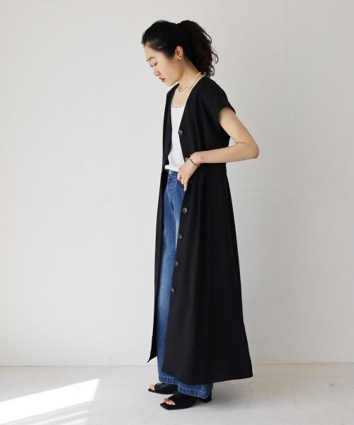 le.coeur blanc / ルクールブラン ロング・マキシ丈ワンピース | 《WEB限定アイテム》リネンライクフロントボタンワンピース | 詳細24