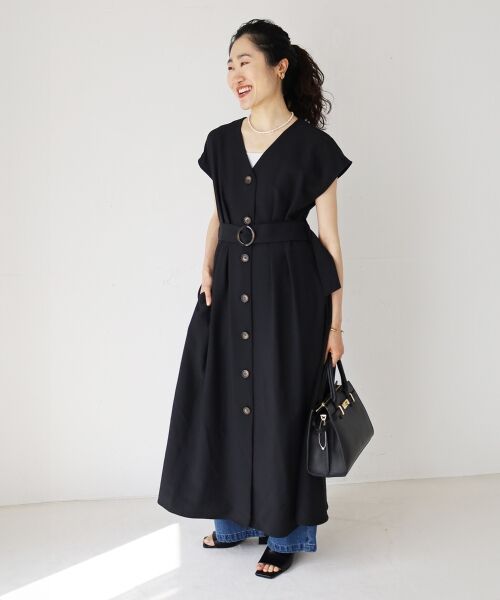 le.coeur blanc / ルクールブラン ロング・マキシ丈ワンピース | 《WEB限定アイテム》リネンライクフロントボタンワンピース | 詳細26