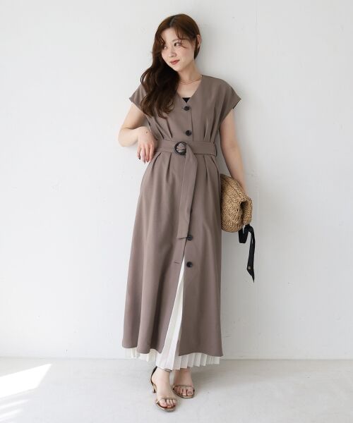 le.coeur blanc / ルクールブラン ロング・マキシ丈ワンピース | 《WEB限定アイテム》リネンライクフロントボタンワンピース | 詳細4