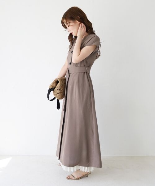 le.coeur blanc / ルクールブラン ロング・マキシ丈ワンピース | 《WEB限定アイテム》リネンライクフロントボタンワンピース | 詳細7