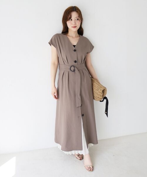 le.coeur blanc / ルクールブラン ロング・マキシ丈ワンピース | 《WEB限定アイテム》リネンライクフロントボタンワンピース | 詳細9