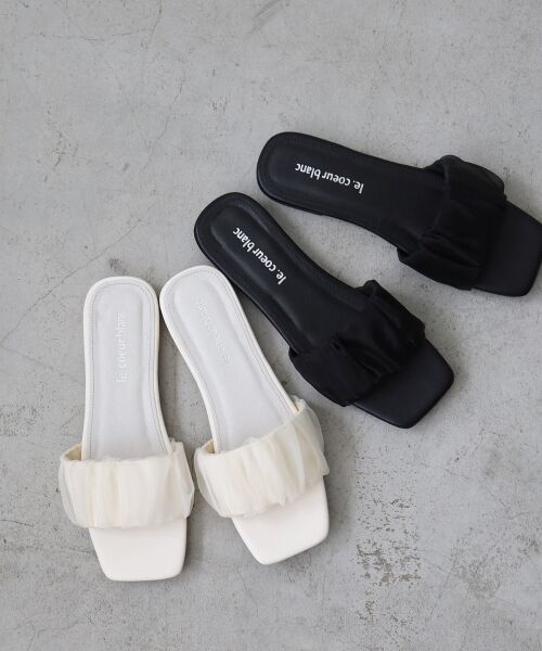 le.coeur blanc / ルクールブラン サンダル | 《WEB限定アイテム》ギャザーフラットサンダル | 詳細1