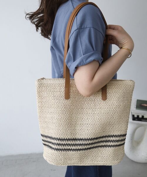 le.coeur blanc / ルクールブラン トートバッグ | 《WEB限定アイテム》ラインボーダーペーパートートバッグ | 詳細14